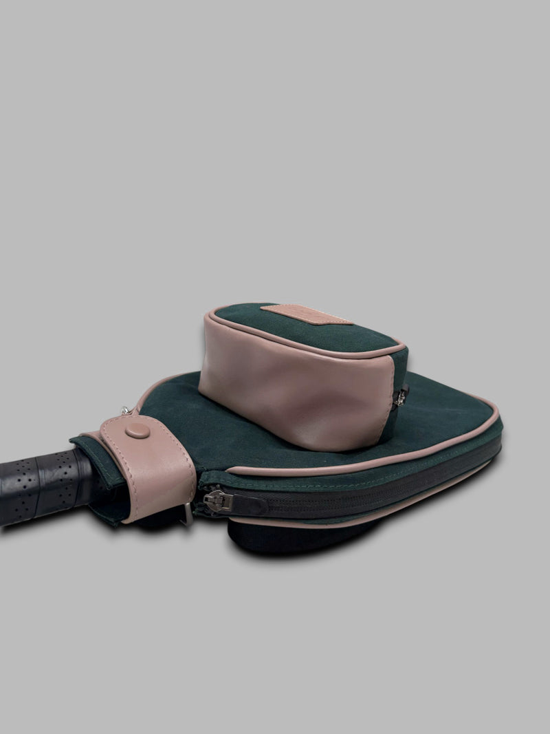 PICKLEBALL RACQUET CASE - Green Canvas & Dusty Rose