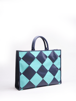 Load image into Gallery viewer, Classic Weave Tote - Blue &amp; Navy
