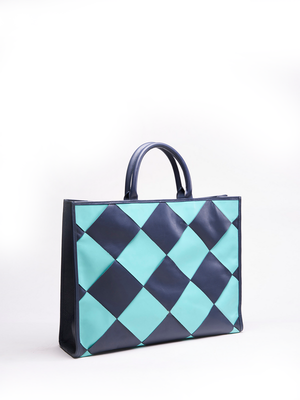 Classic Weave Tote - Blue & Navy