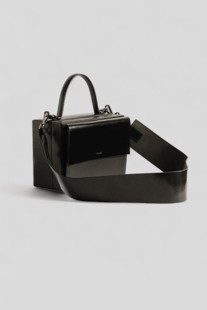 Black leather 2025 box bag