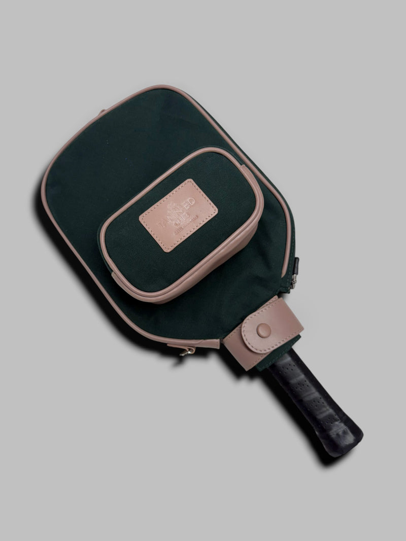 PICKLEBALL RACQUET CASE - Green Canvas & Dusty Rose