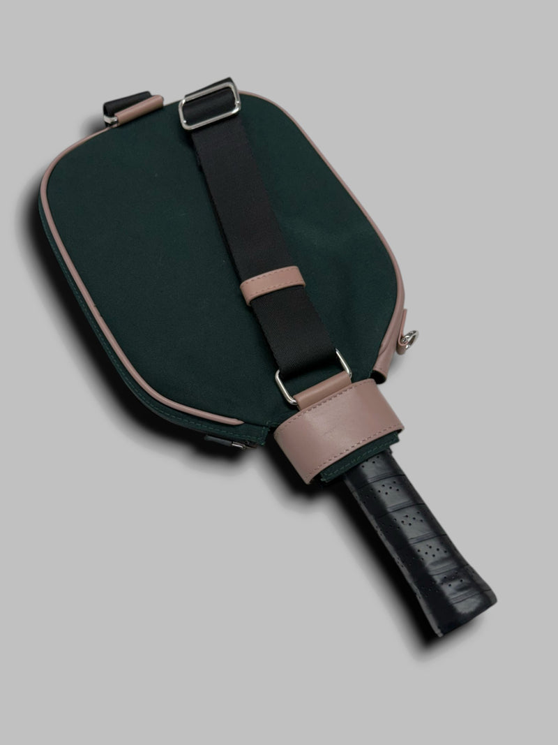 PICKLEBALL RACQUET CASE - Green Canvas & Dusty Rose