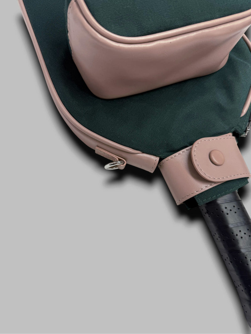 PICKLEBALL RACQUET CASE - Green Canvas & Dusty Rose