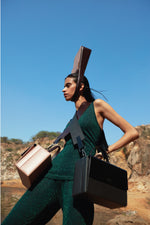 Load image into Gallery viewer, Box Bag leather, Tann-ed, crafted in genuine leather with a top handle and side and crossbody sling
